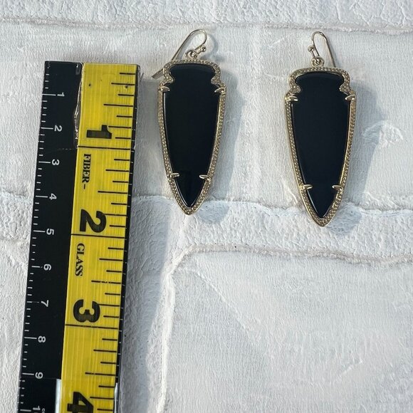 Kendra Scott Skylar Earrings Gold Arrowhead Blue Iridescent Reversible Black - Picture 3 of 8